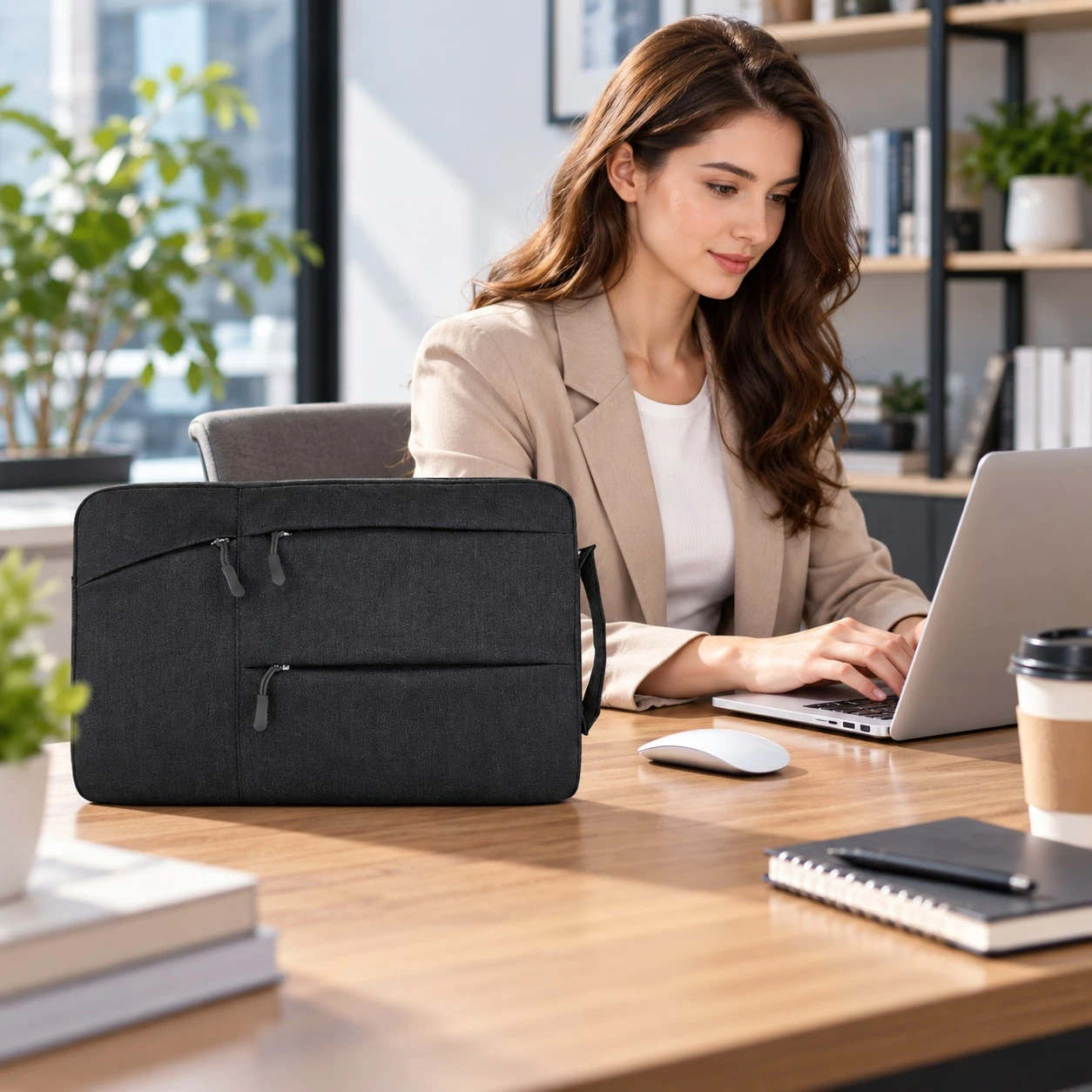 15.6 inch laptop sleeve in a modern office workspace for business, commuting and everyday laptop protection 15.6 inch laptop sleeve in a modern office workspace for business, commuting and everyday laptop protection